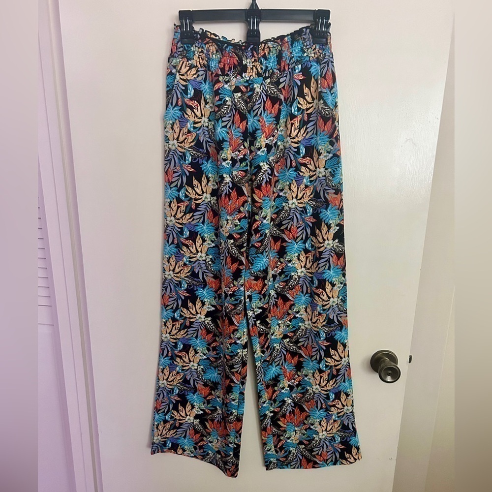 Lily Rose Floral Jungle Beach Pants Wide Leg Womens Size Small Black Blu…‌‌ - Picture 6 of 12